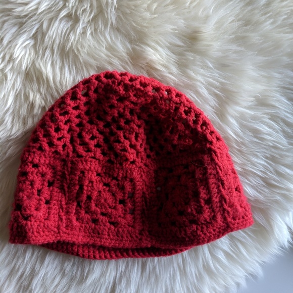 Lilu | Accessories | Red Crochet Beanie 